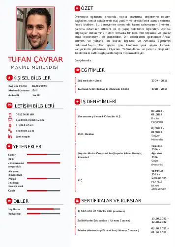 Makine Mühendisi Cv Örnekleri cv indir